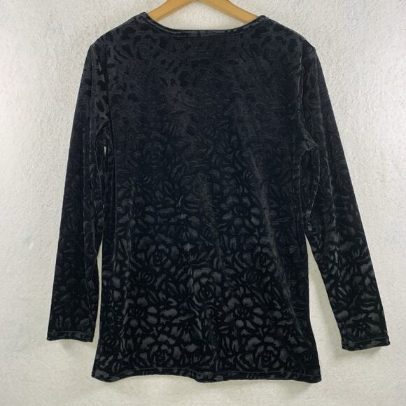 Vintage Womens Burnout Velvet Tunic Top Sz S/M Black Event Holiday Whimsigoth - Picture 3 of 10